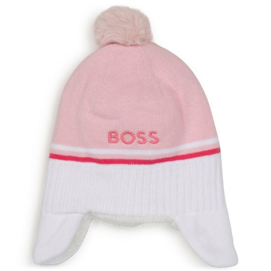 HUGO Bommelmütze BOSS Baby Bommelmütze mit Logo Stitching rosa mehr
