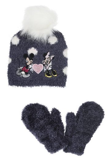 DISNEY MINNIE MOUSE Bommelmütze Mädchen Kinder Winter-Set 2 tlg. Mütze & Handschuhe SET mehr