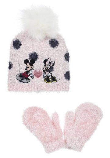 DISNEY MINNIE MOUSE Bommelmütze Mädchen Kinder Winter-Set 2 tlg. Mütze & Handschuhe SET mehr Lagerräumung
