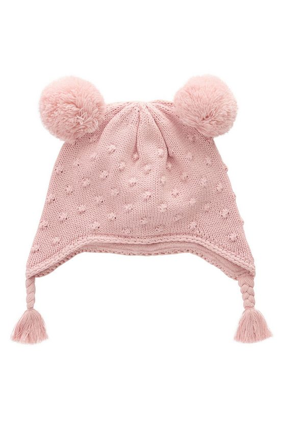 NEXT Erstlingsmütze Gestrickte Trappermütze mit zwei Bommeln, Birthday 1-St mehr