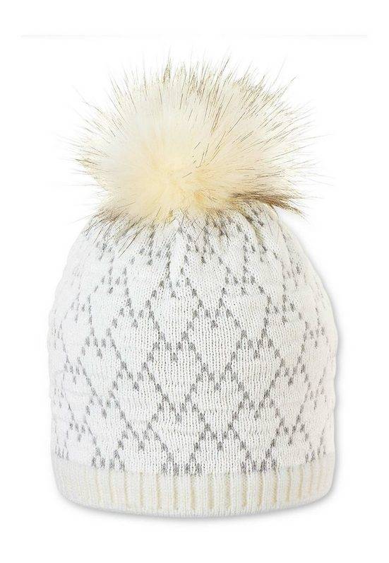 STERNTALER® Strickmütze Strickmütze (1-St) Kinder Strickmütze - Baby Mütze mit Kunstfell-Pompon, gefüttert - Baby Strickhut Gefütterte für Kinder mit Kunstfell - Wintermütze Baby mit Herzmuster mehr