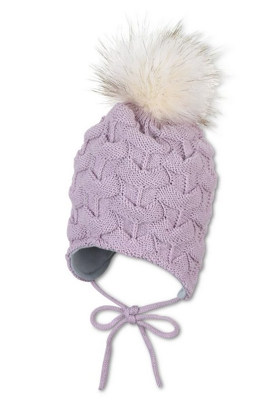 STERNTALER® Strickmütze Strickmütze (1-St., Strick Beanie für Kinder gefüttert mit Baumwollfleece) Mütze mit Kunstfell-Pompon gefüttert mit Fleece mehr Schlussverkauf
