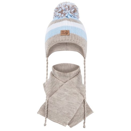 AJS Mütze & Schal Strickmütze Bommelmütze Strickschal Winterset Jungenmütze mehr