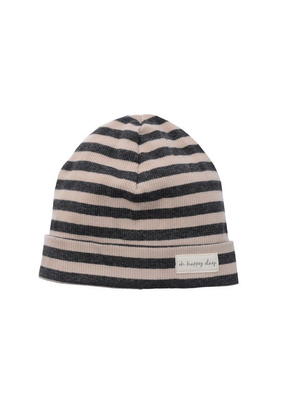 LILIPUT Strickmütze graumelange und beige gestreift mit niedlichem Patch mehr im Angebot