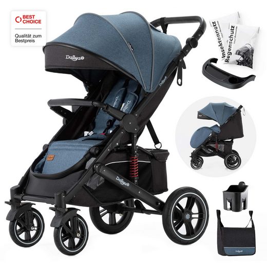 DALIYA® Kinder-Buggy RAPIDY Buggy Kinderwagen, XXL Set, kompakt, Kinderbuggy, Sportwagen (10-tlg), Liegeposition, Fußsack, Spieltisch, Wickeltasche, Regenverdeck mehr