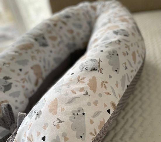 LOOLAY Stillkissen Waffelpique Seitenschläferkissen XXL Schwangerschaftskissen 170 cm Stillkissen + Bezug (Reißverschluss); Attmungsaktive WAFFEL + GLATT Baumwolle WEICH Stillkissen MUSTERN: HASE Beige/ GRAU, MINZE, WEIß, ROS Super Rabatt