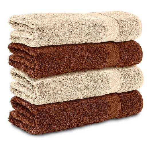 KOMFORTEC Badetücher 100% Baumwolle, 470 g/m² Frottee (4-St), Handtücher 70x140 cm Set, Weich mehr Super Rabatt