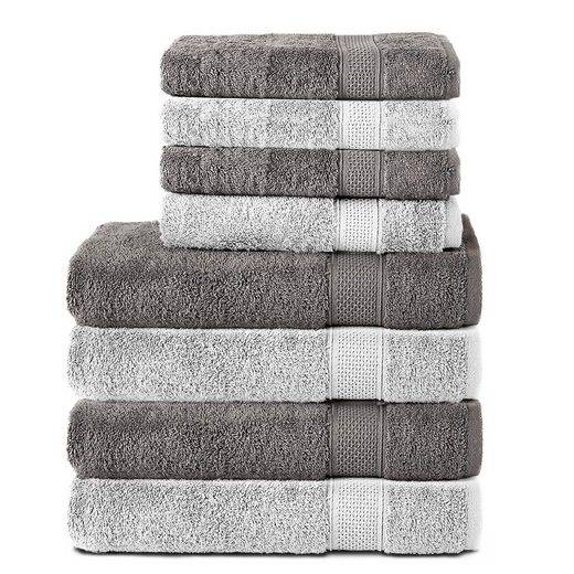 KOMFORTEC Handtuch Set 100% Baumwolle, 4 Badetücher 70x140 und 4 Handtücher 50x100 cm Frottee (Packung, 8-St), Badehandtuch & XXL Saunatuch, Weich, Towel, Groß mehr Verkauf