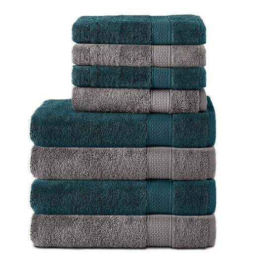 KOMFORTEC Handtuch Set 100% Baumwolle, 4 Badetücher 70x140 und 4 Handtücher 50x100 cm Frottee (Packung, 8-St), Badehandtuch & XXL Saunatuch, Weich, Towel, Groß mehr Hotsell