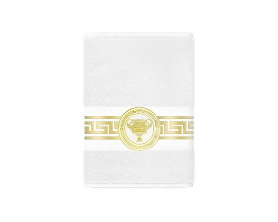 BELLE ARTI Handtücher Gästehandtücher Badetücher Duschtücher Saunatücher Mäander Amphore Set (1-St), schwarz weiss, gold hochwertig eingestickt Baumwolle weich saugstark mehr Heißer Verkauf