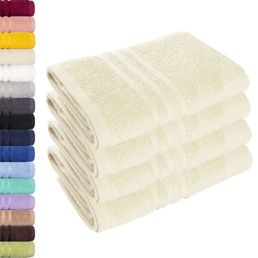 LAVEA Handtuch Elena 50x100cm aus 100% Baumwolle, fusselfreies, pflegeleichtes hautfreundliches Handtuch-Set (Set, 4-St), einzigartig weiche Frottee Handtücher für jeden Hauttyp geeignet mehr Super Rabatt