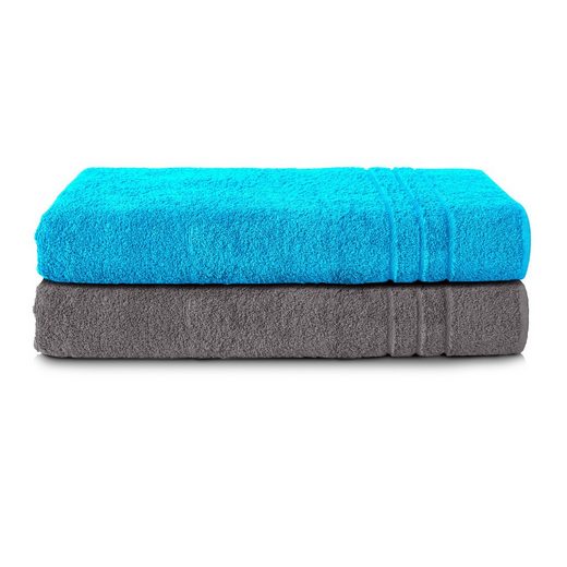 KOMFORTEC Saunatuch 80x200 cm Saunatücher Set aus 100% Baumwolle Frottee (2-St), XXL, Weich, Groß, Schnelltrocknend mehr Speichern exportieren