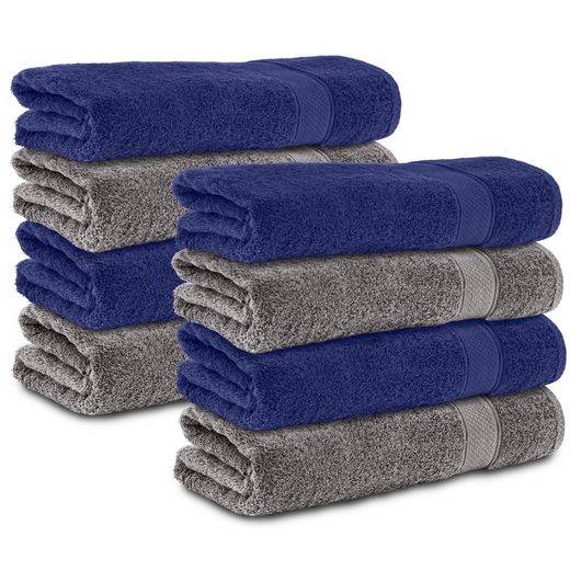 KOMFORTEC Handtücher 100% Baumwolle, 470 g/m² Frottee (8-St), Badetücher 50x100 cm Set, Weich mehr Super Sparpreis