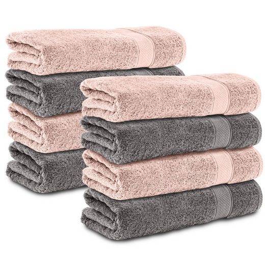 KOMFORTEC Handtücher 100% Baumwolle, 470 g/m² Frottee (8-St), Badetücher 50x100 cm Set, Weich mehr Neueste Stile