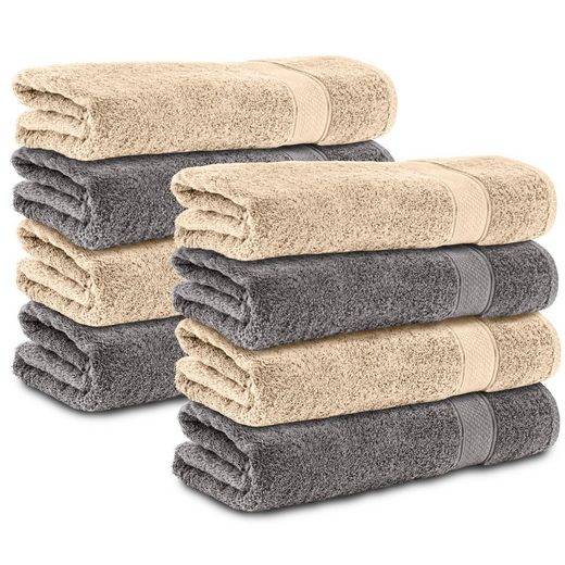 KOMFORTEC Handtücher 100% Baumwolle, 470 g/m² Frottee (8-St), Badetücher 50x100 cm Set, Weich mehr Bis zu 60% Rabatt