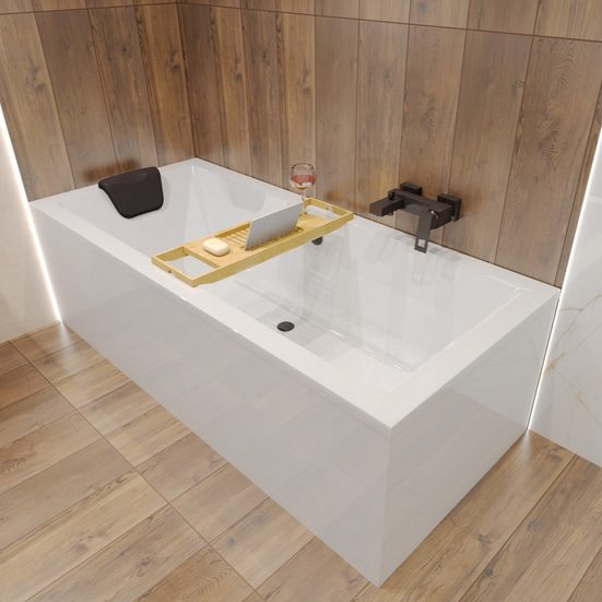 KOLMAN Badewanne Rechteck QUADRO 155x70 + Kopfstütze KODI Ablaufgarnitur & Füße GRATIS mehr