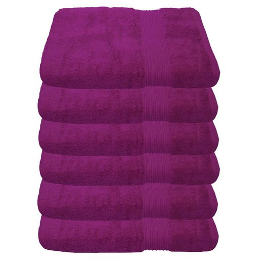 JULIE JULSEN Handtücher 6-Handtücher-Fuchsia-Handtuch 50 x 100 cm Baumwolle (6-St) mehr Lagerräumung