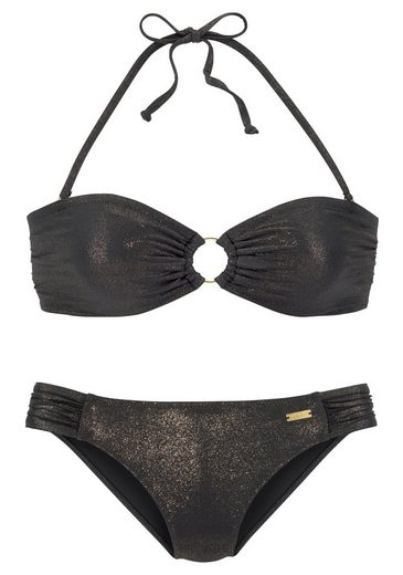 LASCANA Bandeau-Bikini mit goldfarbener Glanzbeschichtung mehr Tiefpreis