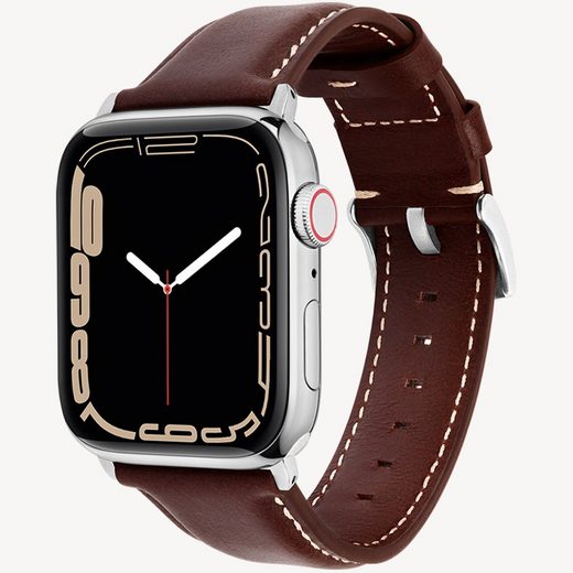WIIUKA Smartwatch-Armband tiime Armband aus Leder für die Apple Watch Serie 1-8, SE, Ultra Handgefertigt - Deutsches Leder, Premium Qualität mehr Fabrikpreis