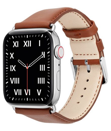 WIIUKA Smartwatch-Armband tiime Armband Leder für die Apple Watch 1-8, SE, Ultra Lederarmband Handgefertigt - Deutsches Leder, Premium Qualität mehr Sonderangebot
