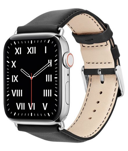 WIIUKA Smartwatch-Armband tiime Armband Leder für die Apple Watch 1-8, SE, Ultra Lederarmband Handgefertigt - Deutsches Leder, Premium Qualität mehr Sonderangebot