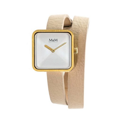 M&M Quarzuhr Armbanduhr Damen Leder Mini Square (1-tlg), Analoguhr, Damenuhr mit Lederarmband eckig, Designer Uhr, deutsche Manufaktur, inkl. edles Etui mehr Cyber Monday