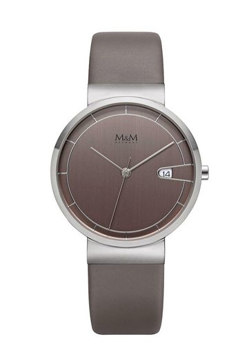 M&M Quarzuhr Armbanduhren Damen Lederarmband Day Date (1-tlg), Analoguhr rund mit Lederarmband, Designer Uhr, deutsche Manufaktur, inkl. edles Etui mehr