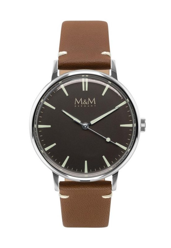 M&M Quarzuhr Armbanduhr Lederarmband New Classic (1-tlg), Analoguhr rund mit Lederarmband, Designer Uhr, deutsche Manufaktur, inkl. edles Etui mehr