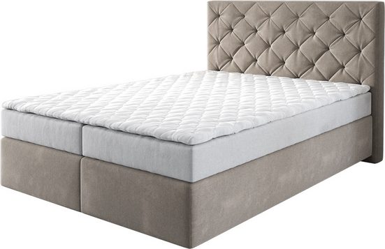DELIFE Boxspringbett Dream-Great Mikrofaser Grau 120x200 cm mit Matratze und Topper mehr Nur noch ein Tag übrig