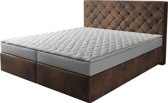 DELIFE Boxspringbett Dream-Great Mikrofaser Grau 120x200 cm mit Matratze und Topper mehr Nur noch ein Tag übrig