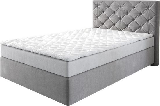 DELIFE Boxspringbett Dream-Great Mikrofaser Grau 120x200 cm mit Matratze und Topper mehr Super Rabatt