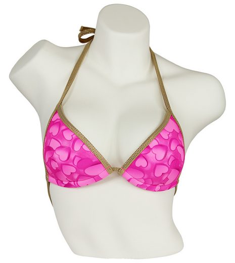 MISS BEACH Triangel-Bikini-Top wattiert Glanz-Optik mit Herz-Print, Vorgeformtes Bikini-Oberteil mehr Im Verkauf