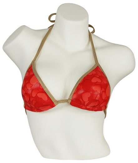 MISS BEACH Triangel-Bikini-Top wattiert Glanz-Optik mit Herz-Print, Vorgeformtes Bikini-Oberteil mehr Im Verkauf