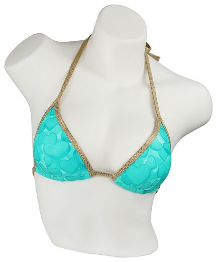 MISS BEACH Triangel-Bikini-Top wattiert Glanz-Optik mit Herz-Print, Vorgeformtes Bikini-Oberteil mehr Im Verkauf