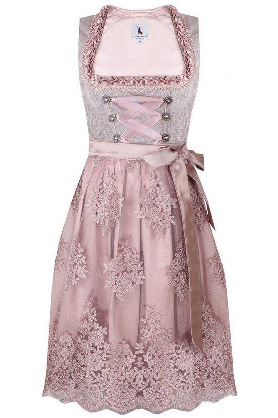 ALPENMÄRCHEN Dirndl Midi Dirndl Rosenblatt - ALM520 mehr im Angebot