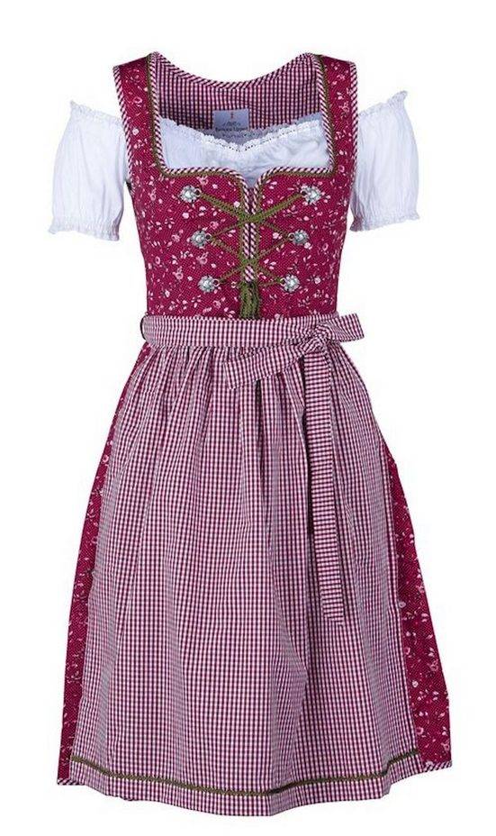 RAMONA LIPPERT Dirndl Elli Trachtenkleid rot geblümt mit Bluse Rocklänge 60 cm mehr Schlussverkauf