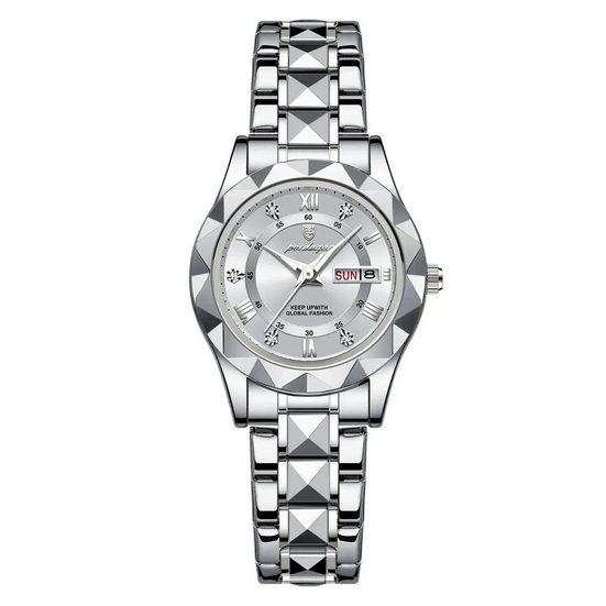 MSOVAEU Quarzuhr, Quarzuhr Edelstahl Uhr für Damen modisch und leger Quarzuhr, 50 Meter Wasserdichtigkeit, Multifunktionsuhr Armbanduhr, Chronograph Damenuhr mehr