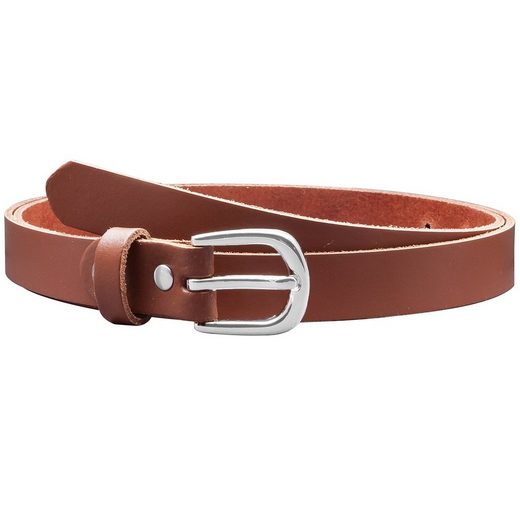 COLOGNEBELT Ledergürtel A8-SL Ledergürtel in Rot - 2 cm Breit - mit silberner abgerundeter Gürtelschließe - modern, leger, klassisch mehr Fabrikpreis