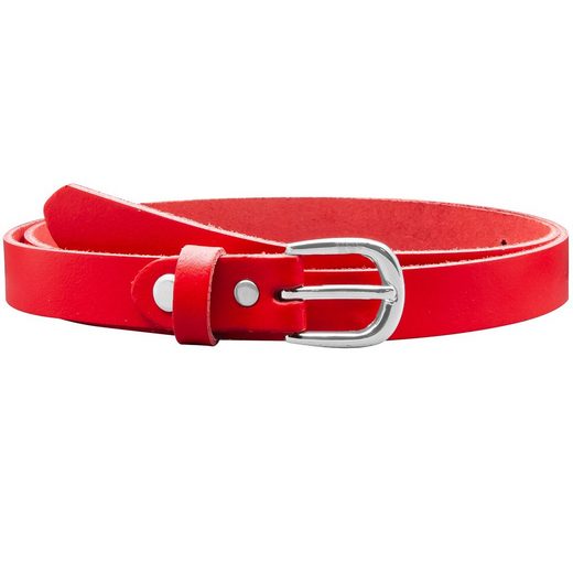 COLOGNEBELT Ledergürtel A8-SL Ledergürtel in Rot - 2 cm Breit - mit silberner abgerundeter Gürtelschließe - modern, leger, klassisch mehr Fabrikpreis