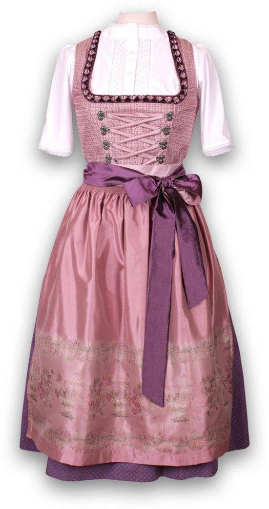 PEZZO D'ORO Dirndl Wiesndirndl beerefarben Midilänge 70 cm (2 - teilig,Kleid mit Schürze ohne Bluse) wird nachhaltig in Europa gefertigt mehr