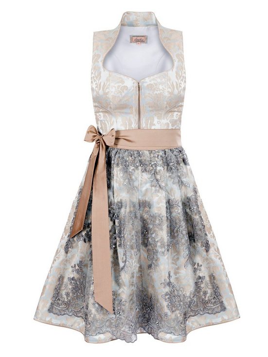 TRACHTEN24.DE Dirndl Midi Dirndl Susi beige (2-tlg) Rockteil 65cm mehr Valentinstagsangebot