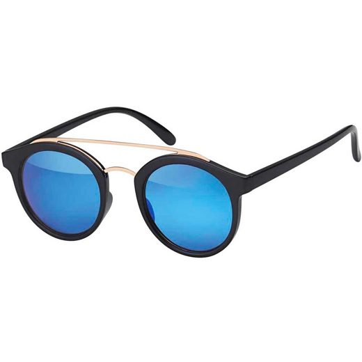 BEZLIT EYEWEAR Retrosonnenbrille Unisex Deppelsteg Designer Sonnenbrille (1-St) mit schwarzen Linsen mehr Blitzangebot