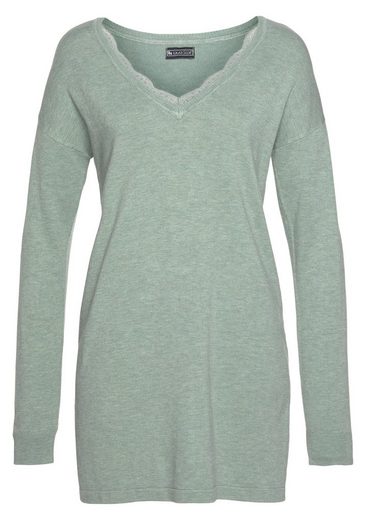 LAURA SCOTT Strickpullover mit Spitzen am Ausschnitt mehr Sonderangebot