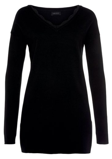 LAURA SCOTT Strickpullover mit Spitzen am Ausschnitt mehr Sonderangebot