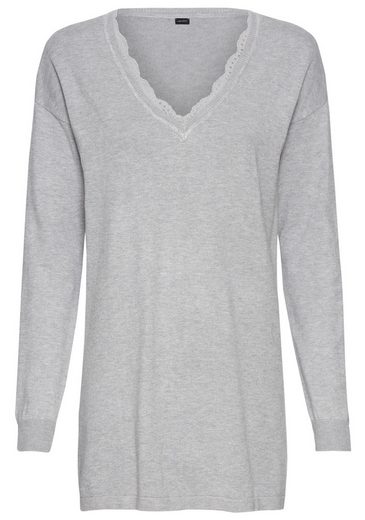 LAURA SCOTT Strickpullover mit Spitzen am Ausschnitt mehr Rabatt