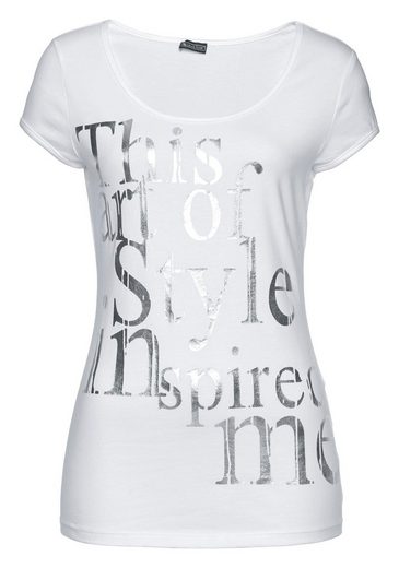 LAURA SCOTT Rundhalsshirt mit Folienprint mehr Flash Sale