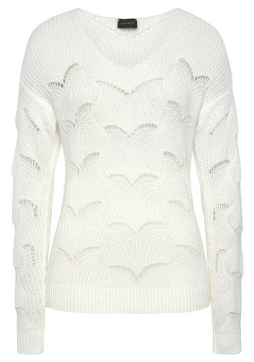 LAURA SCOTT V-Ausschnitt-Pullover mit modischem Strickmuster - NEUE FARBEN mehr Heißer Verkauf