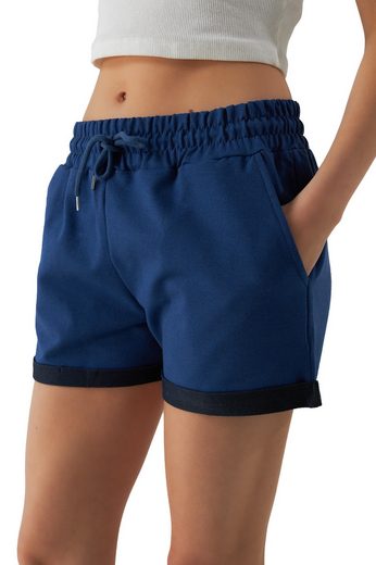 SMITH & SOLO Sweatshorts Kurze Hose Damen Shorts (1-tlg) Lycra, Baumwolle, umschlagene Beinsaum mehr Exklusive Angebote