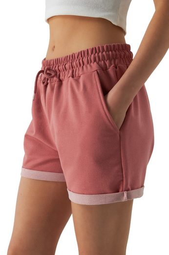 SMITH & SOLO Sweatshorts Kurze Hose Damen Shorts (1-tlg) Lycra, Baumwolle, umschlagene Beinsaum mehr Exklusive Angebote