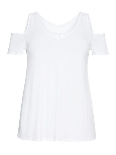 SHEEGO T-Shirt Große Größen mit V-Ausschnitt, im schulterfreien Look mehr Kostenlose Rückgabe